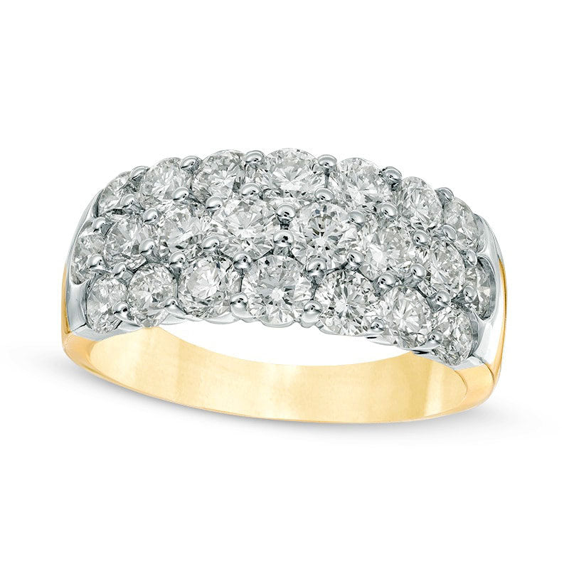 Image of ID 1 238 CT TW Natural Diamond Three Row Anniversary Ring in Solid 14K Gold