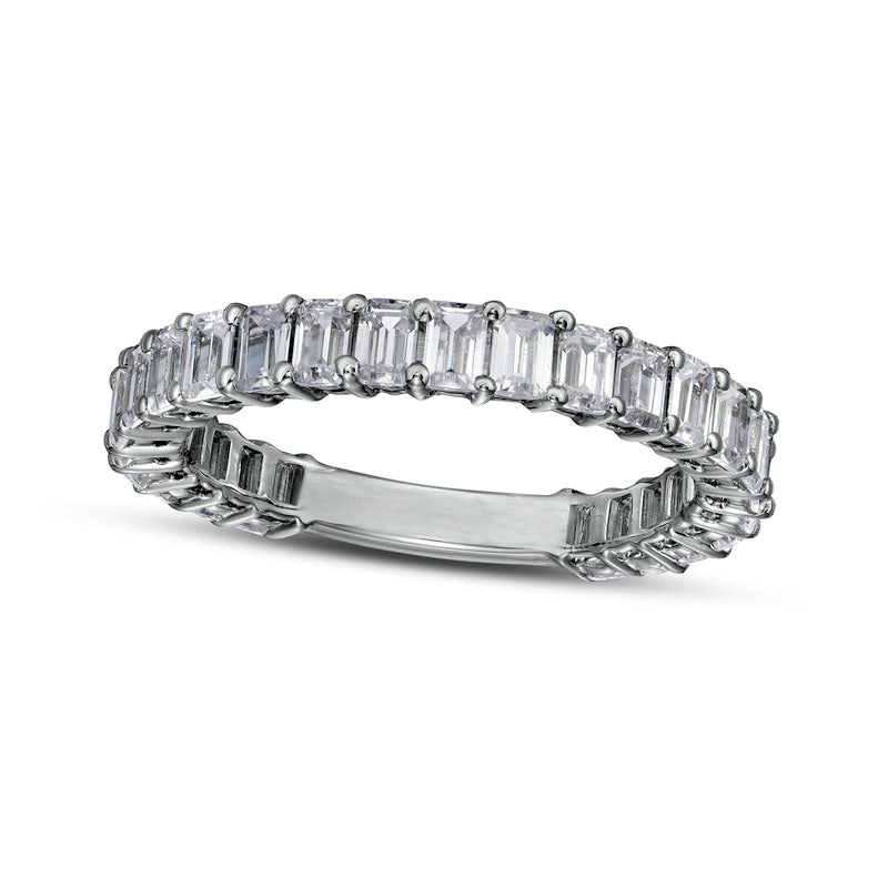 Image of ID 1 25 CT TW Certified Emerald-Cut Lab-Created Diamond Eternity Anniversary Band in Solid 14K White Gold (F/VS2)
