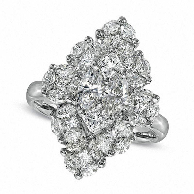 Image of ID 1 25 CT TW Composite Marquise Natural Diamond Ring in Solid 14K White Gold