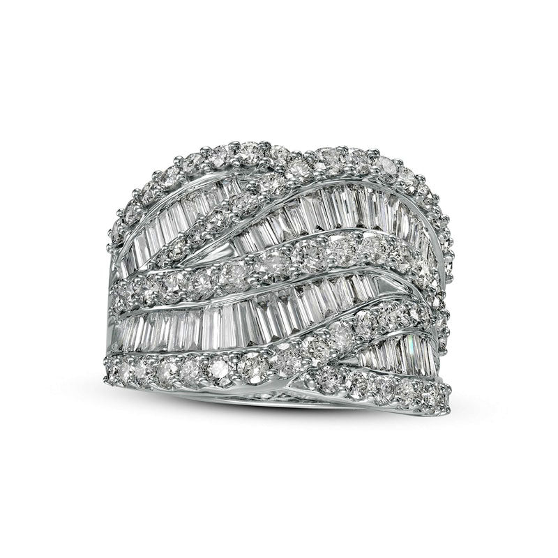 Image of ID 1 30 CT TW Composite Natural Diamond Multi-Row Crossover Ring in Solid 10K White Gold