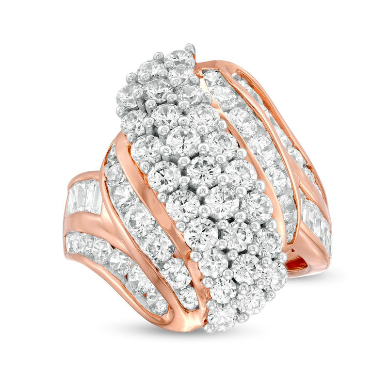 Image of ID 1 30 CT TW Natural Diamond Multi-Row Bypass Ring in Solid 10K Rose Gold
