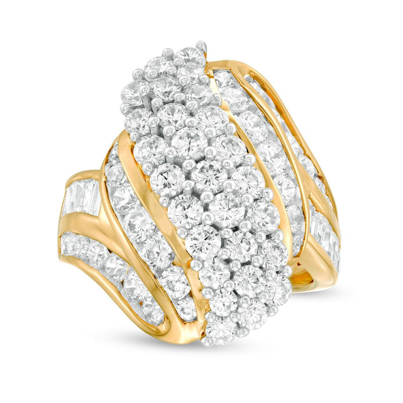 Image of ID 1 30 CT TW Natural Diamond Multi-Row Bypass Ring in Solid 10K Yellow Gold