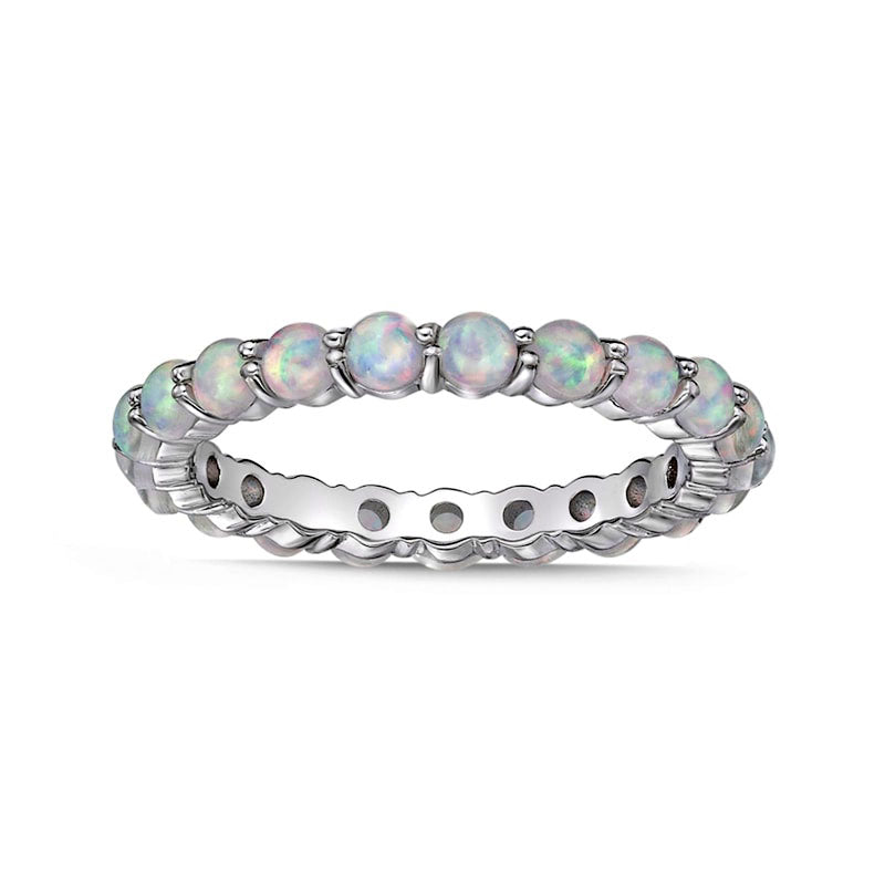 Image of ID 1 30mm Lab-Created Opal Eternity Band in Sterling Silver