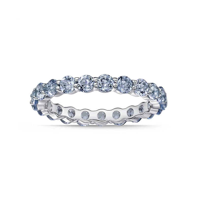 Image of ID 1 30mm Simulated Aquamarine Eternity Band in Sterling Silver