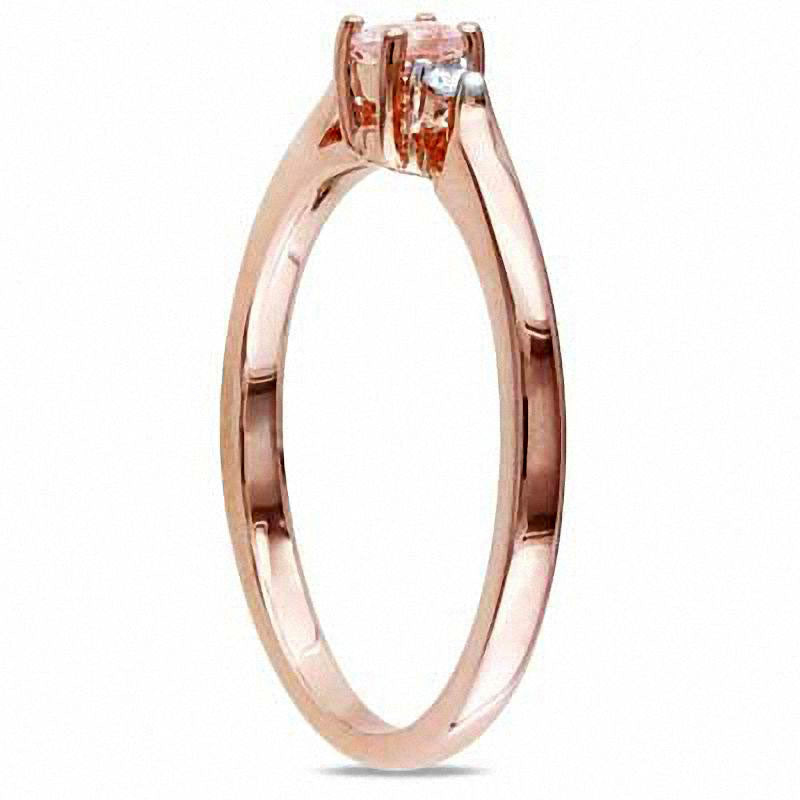 Image of ID 1 35mm Morganite and 005 CT TW Natural Diamond Promise Ring in Rose Rhodium Sterling Silver