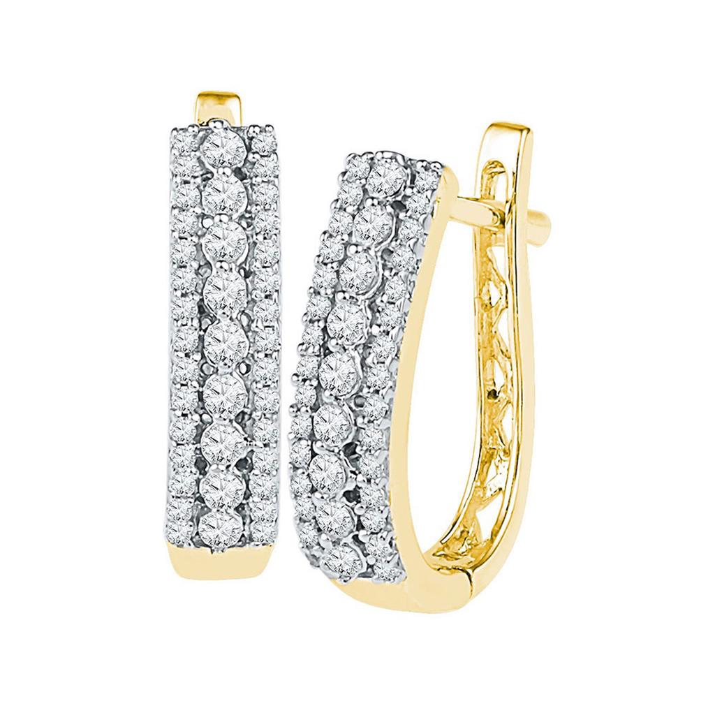 Image of ID 1 3/8CTW-Diamond FASHION HIGH HOOPS EARRING