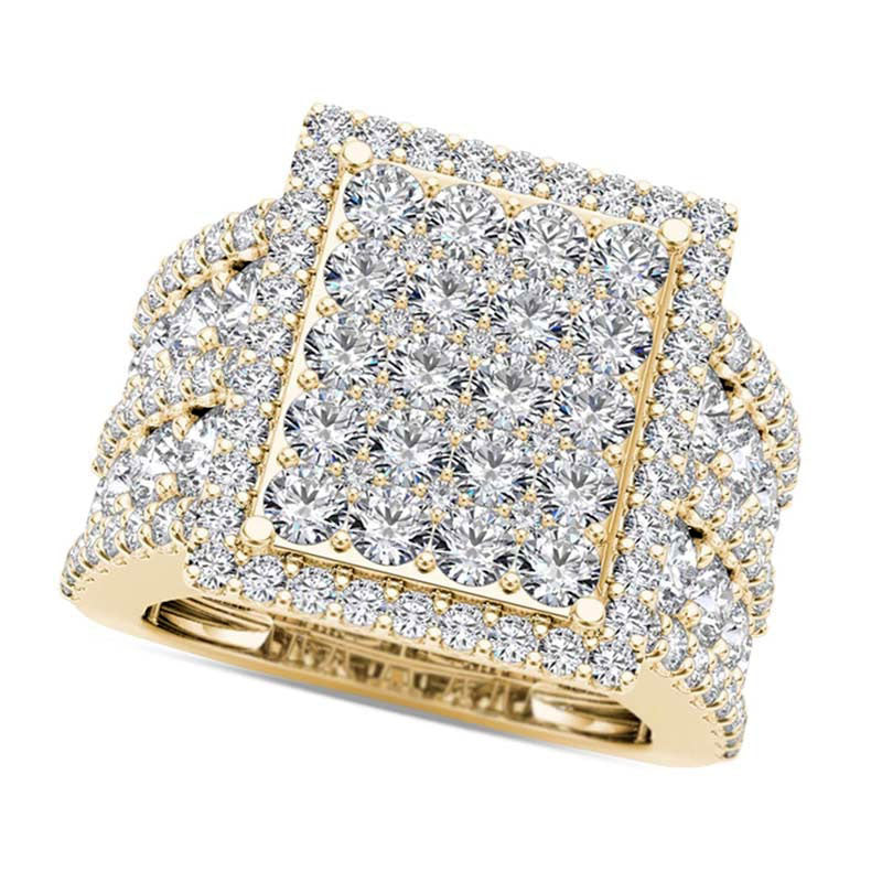 Image of ID 1 4 CT TW Composite Natural Diamond Rectangle Frame Engagement Ring in Solid 14K Gold