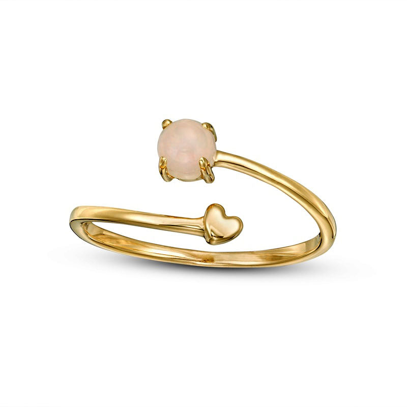Image of ID 1 40mm Opal and Polished Heart Open Wrap Ring in Solid 10K Yellow Gold