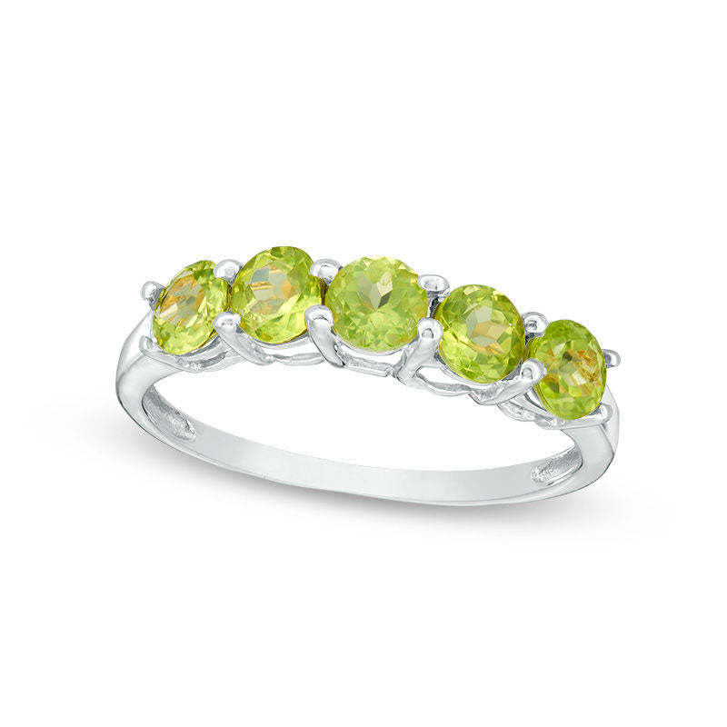 Image of ID 1 40mm Peridot Five Stone Ring in Sterling Silver