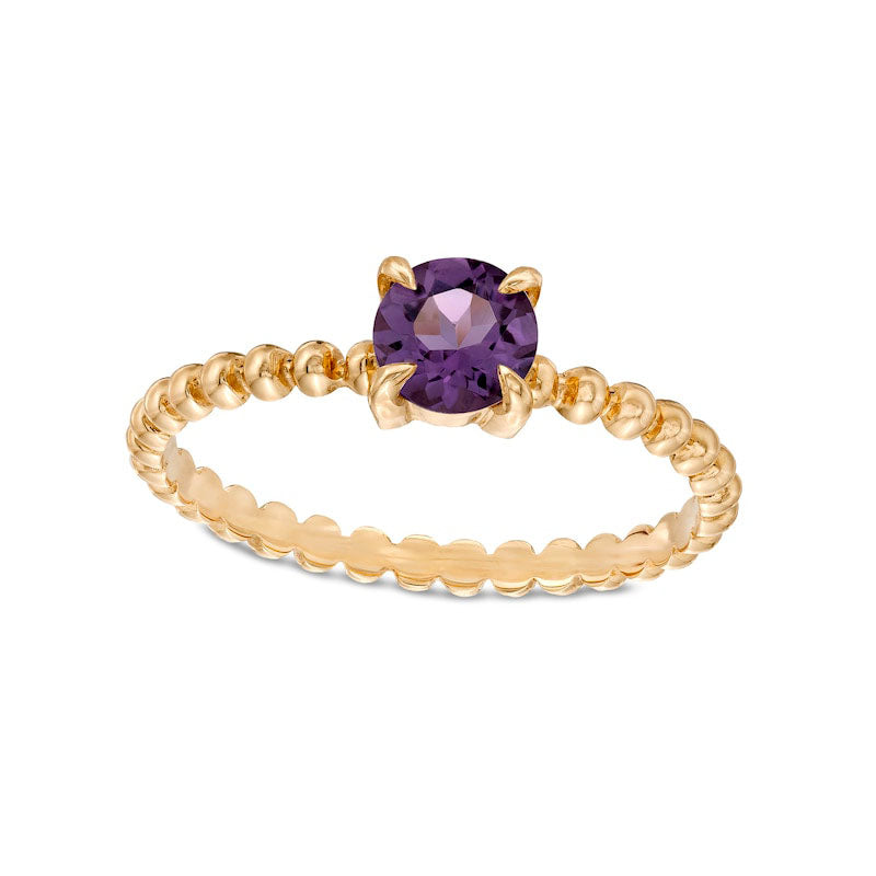 Image of ID 1 50mm Amethyst Bead Shank Ring in Solid 10K Yellow Gold - Size 7