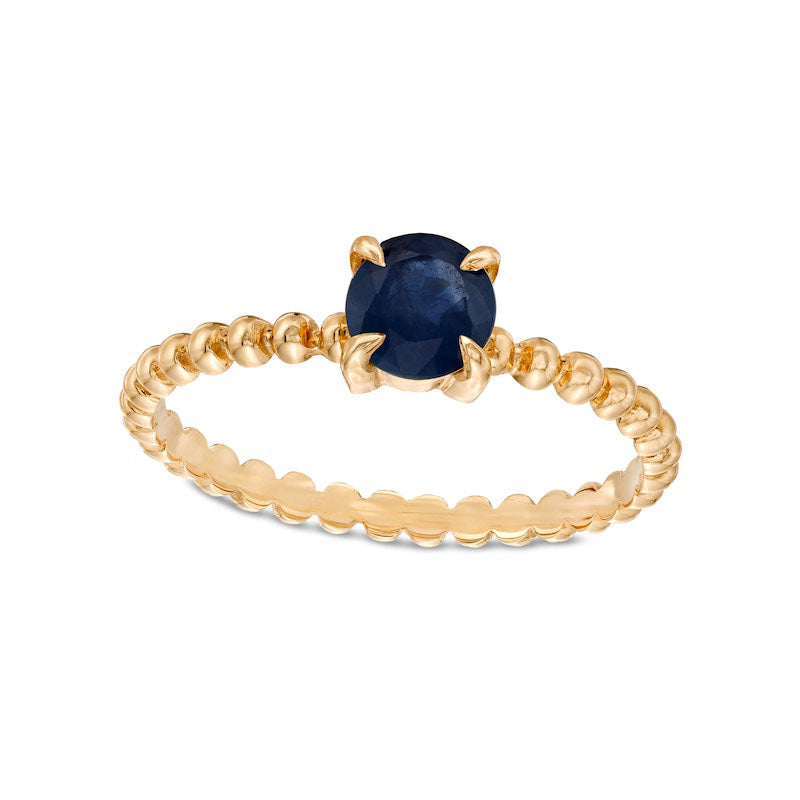 Image of ID 1 50mm Blue Sapphire Bead Shank Ring in Solid 10K Yellow Gold
