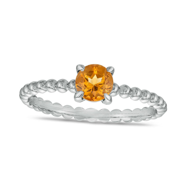 Image of ID 1 50mm Citrine Beaded Comfort-Fit Stackable Ring in Solid 10K White Gold - Size 7