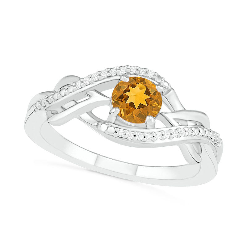 Image of ID 1 50mm Citrine and 005 CT TW Natural Diamond Layered Infinity Braid Ring in Sterling Silver