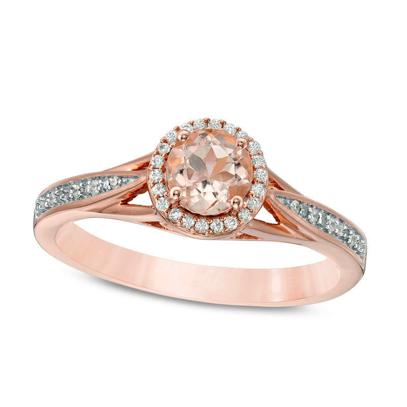 Image of ID 1 50mm Morganite and 005 CT TW Natural Diamond Frame Engagement Ring in Solid 10K Rose Gold