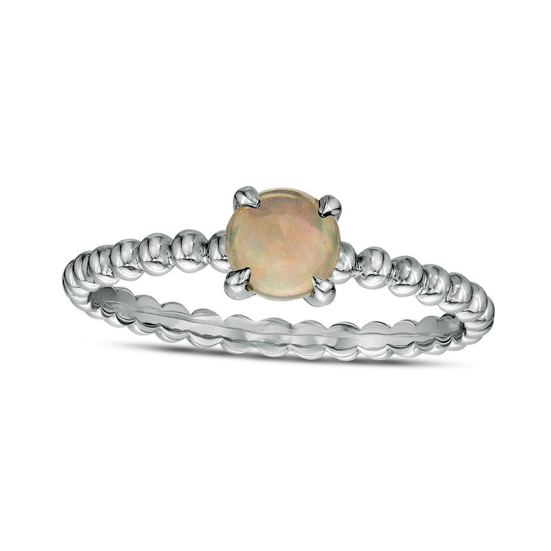 Image of ID 1 50mm Opal Beaded Comfort-Fit Stackable Ring in Solid 10K White Gold - Size 7