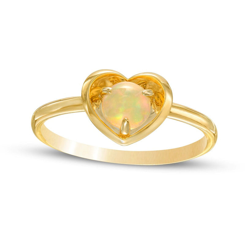 Image of ID 1 50mm Opal Solitaire Heart Frame Ring in Solid 10K Yellow Gold