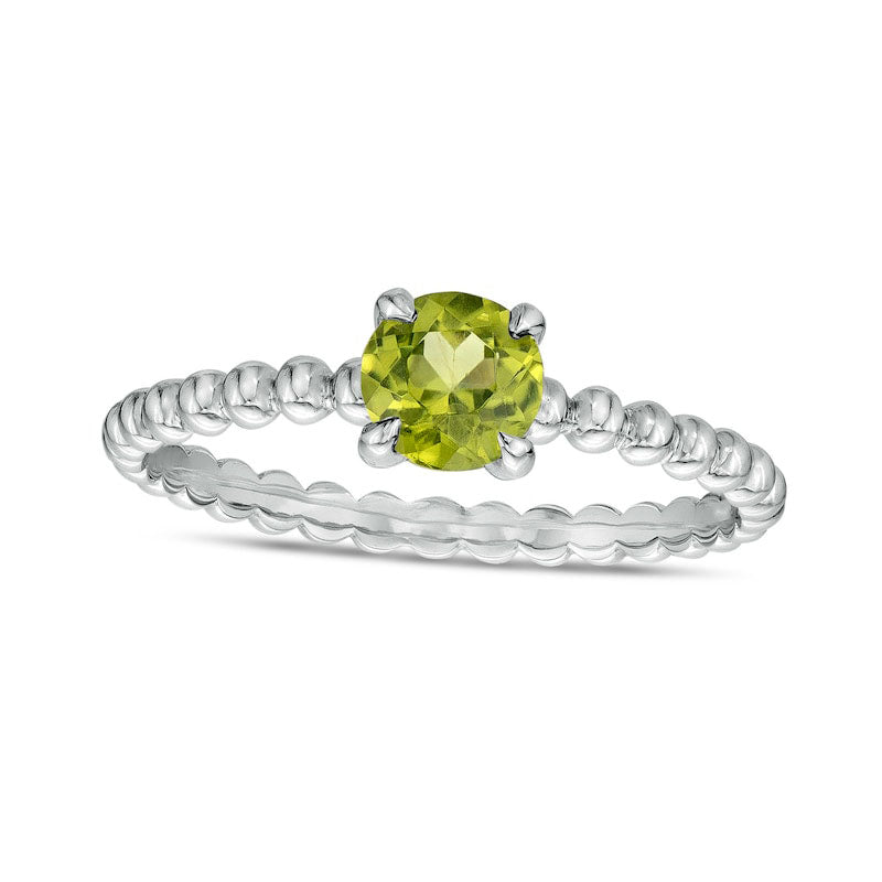 Image of ID 1 50mm Peridot Beaded Comfort-Fit Stackable Ring in Solid 10K White Gold - Size 7