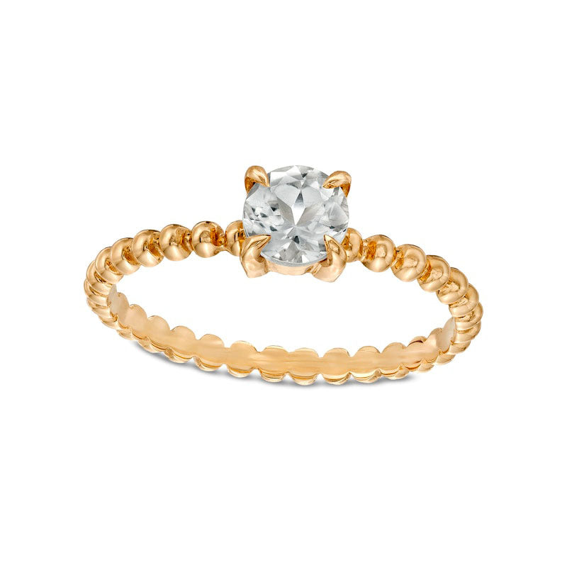 Image of ID 1 50mm White Topaz Bead Shank Ring in Solid 10K Yellow Gold - Size 7