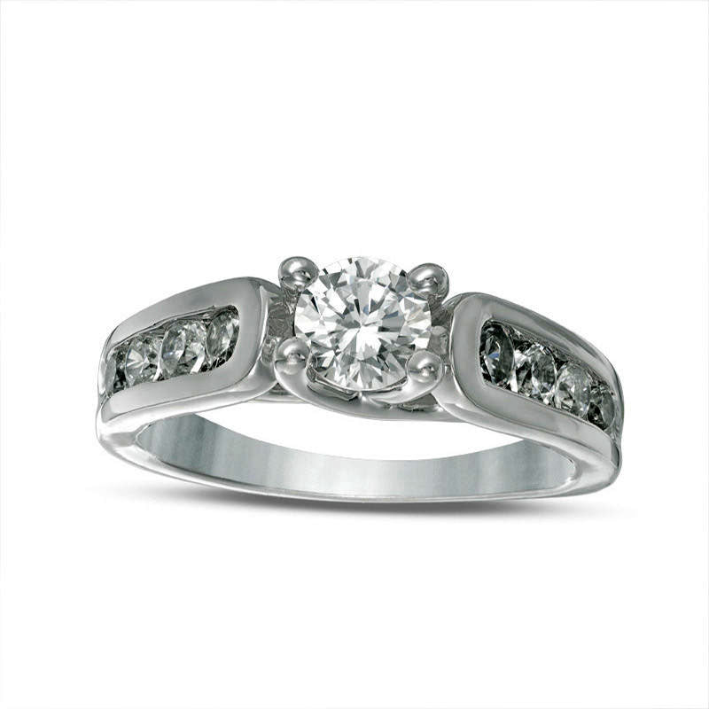 Image of ID 1 52mm Lab-Created White Sapphire Engagement Ring in Sterling Silver