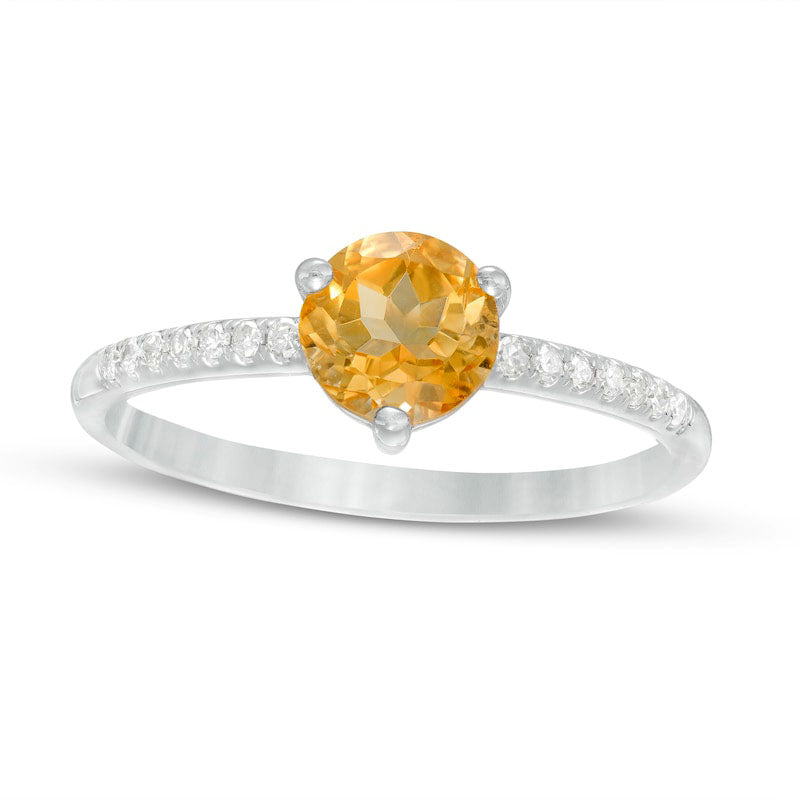 Image of ID 1 60mm Citrine and 010 CT TW Natural Diamond Ring in Solid 10K White Gold