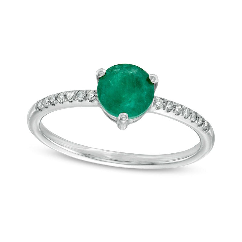Image of ID 1 60mm Emerald and 010 CT TW Natural Diamond Ring in Solid 10K White Gold