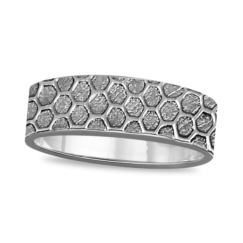 Image of ID 1 60mm Engravable Pattern Comfort-Fit Wedding Band in Sterling Silver (1 Select Logo and Line)