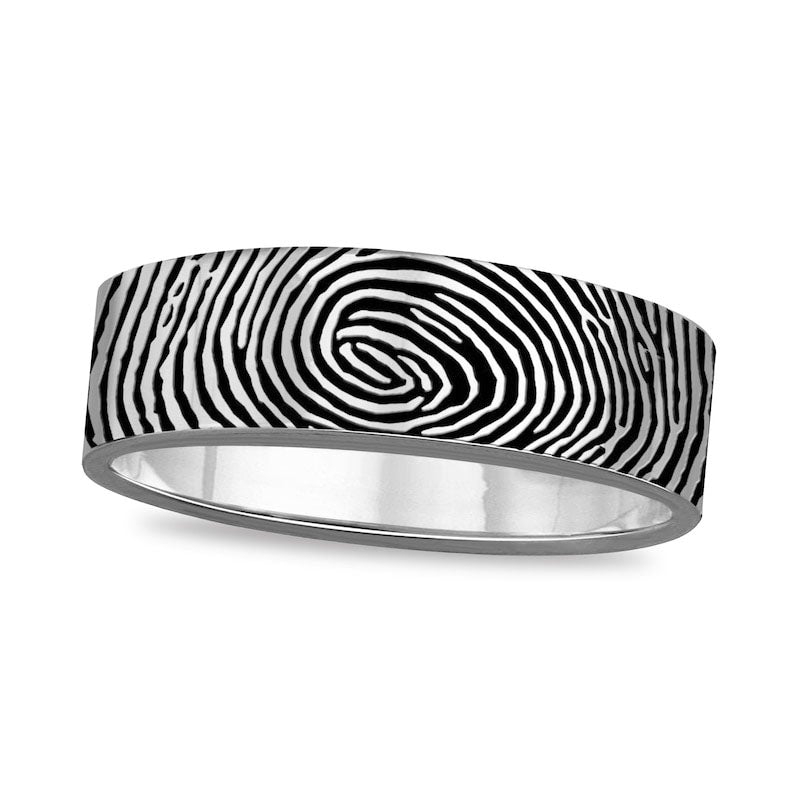 Image of ID 1 60mm Engravable Print Comfort-Fit Wedding Band in Sterling Silver (1 Image and Line)