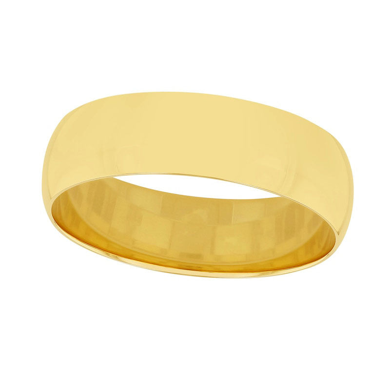 Image of ID 1 60mm Half-Round Engravable Wedding Band in Solid 10K White Yellow or Rose Gold (1 Line)