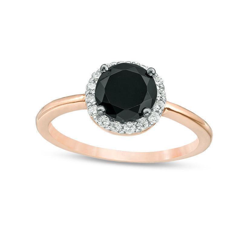 Image of ID 1 60mm Lab-Created Black Sapphire and 017 CT TW Diamond Frame Ring in Solid 10K Rose Gold
