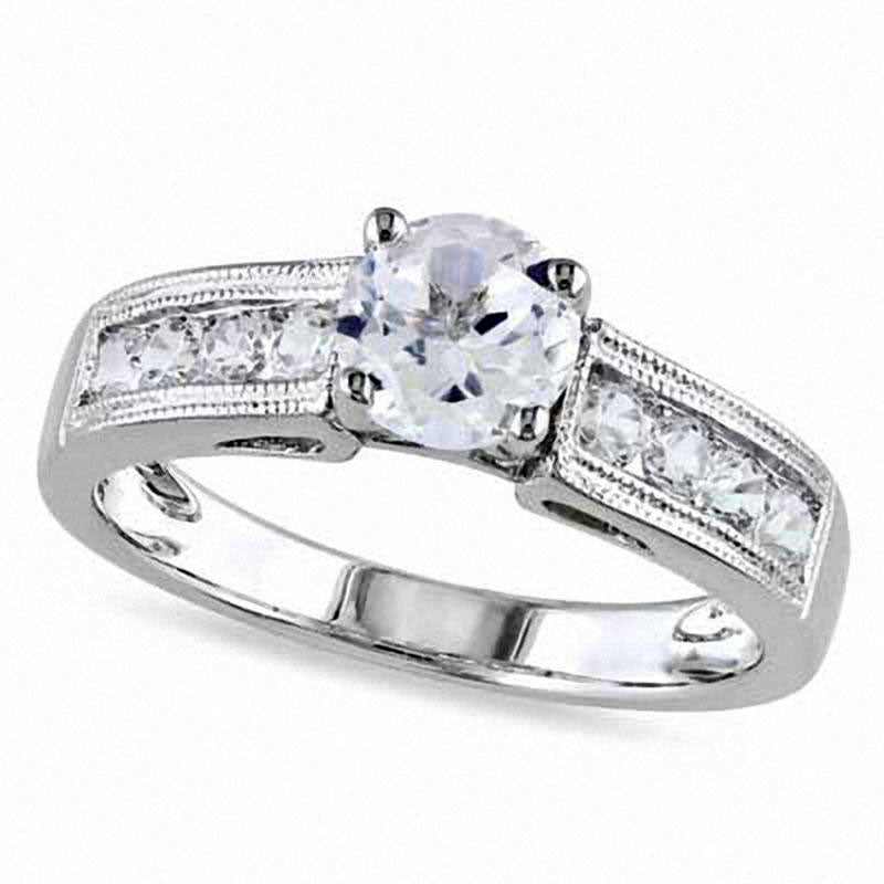 Image of ID 1 60mm Lab-Created White Sapphire Engagement Ring in Sterling Silver