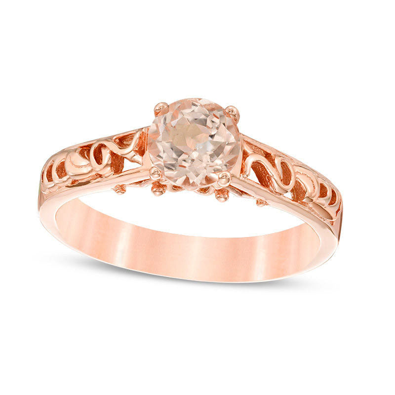 Image of ID 1 60mm Morganite Scroll Ring in Solid 10K Rose Gold