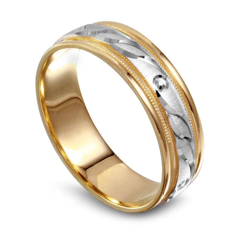 Image of ID 1 60mm Solid 10K Two-Tone Gold Loop Wedding Band