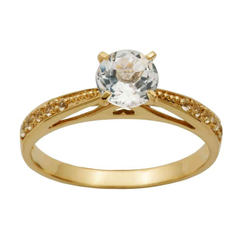 Image of ID 1 60mm White Topaz Engagement Engagement Ring in Solid 10K Yellow Gold
