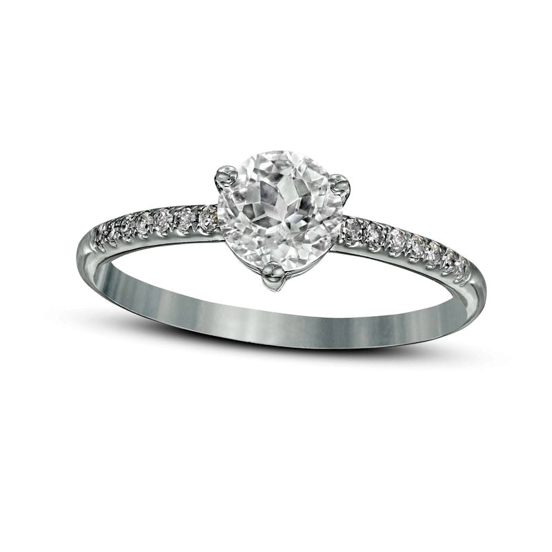Image of ID 1 60mm White Topaz and 010 CT TW Natural Diamond Ring in Solid 10K White Gold