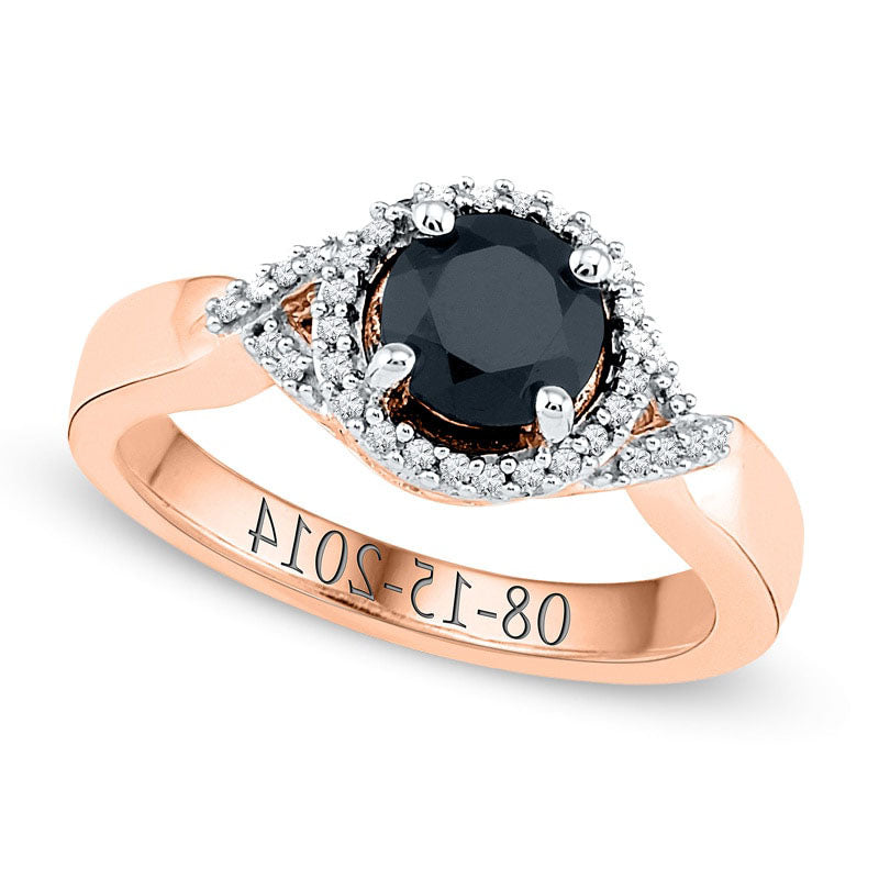 Image of ID 1 65mm Black Onyx and 010 CT TW Natural Diamond Split Shank Promise Ring in Solid 10K Rose Gold (17 Characters)
