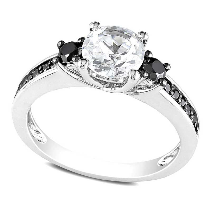 Image of ID 1 65mm Lab-Created White Sapphire and 033 CT TW Enhanced Black Diamond Ring in Sterling Silver