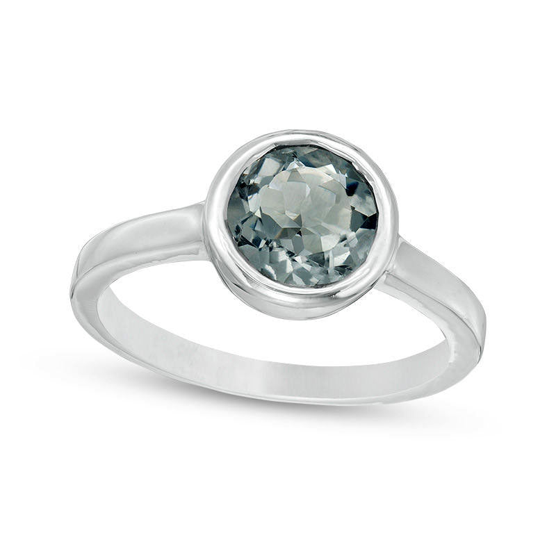 Image of ID 1 70mm Bezel-Set Lab-Created Grey Spinel Solitaire Ring in Sterling Silver