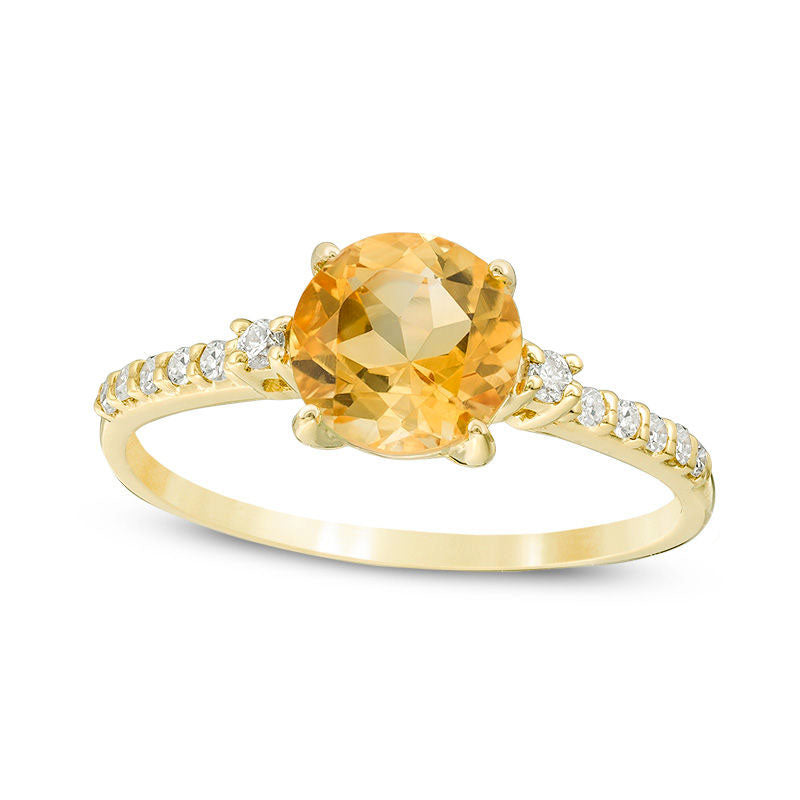 Image of ID 1 70mm Citrine and 013 CT TW Natural Diamond Engagement Ring in Solid 10K Yellow Gold