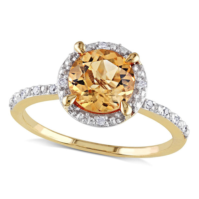 Image of ID 1 70mm Citrine and Natural Diamond Accent Frame Ring in Solid 10K Yellow Gold