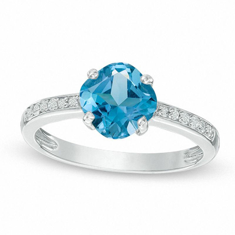 Image of ID 1 70mm Cushion-Cut Blue and White Topaz Ring in Sterling Silver