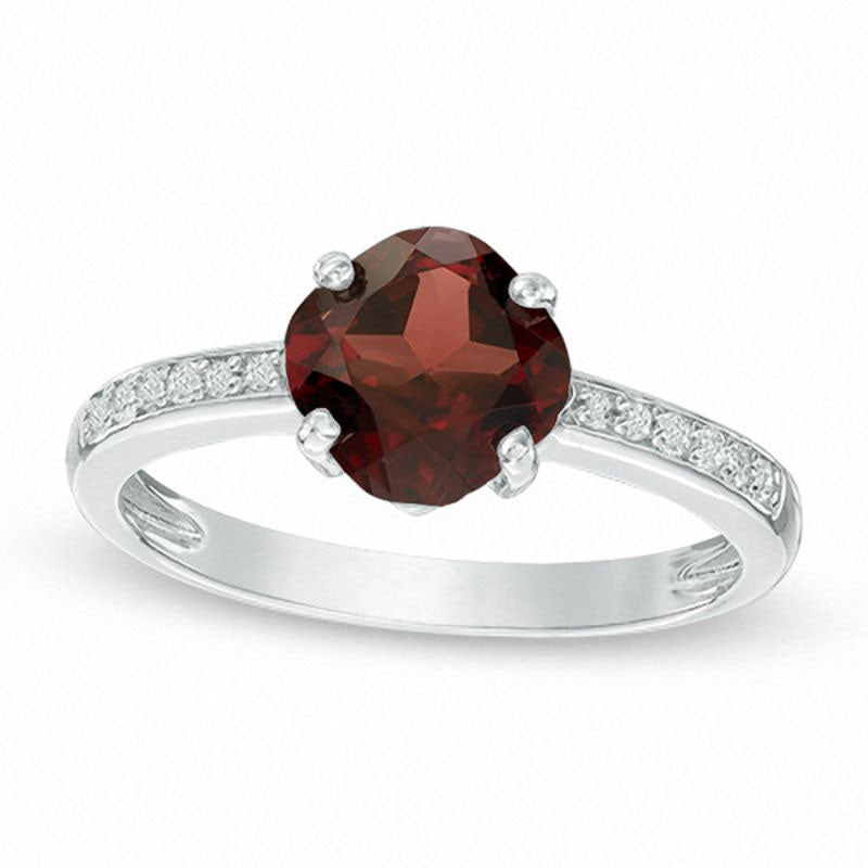 Image of ID 1 70mm Cushion-Cut Garnet and White Topaz Ring in Sterling Silver