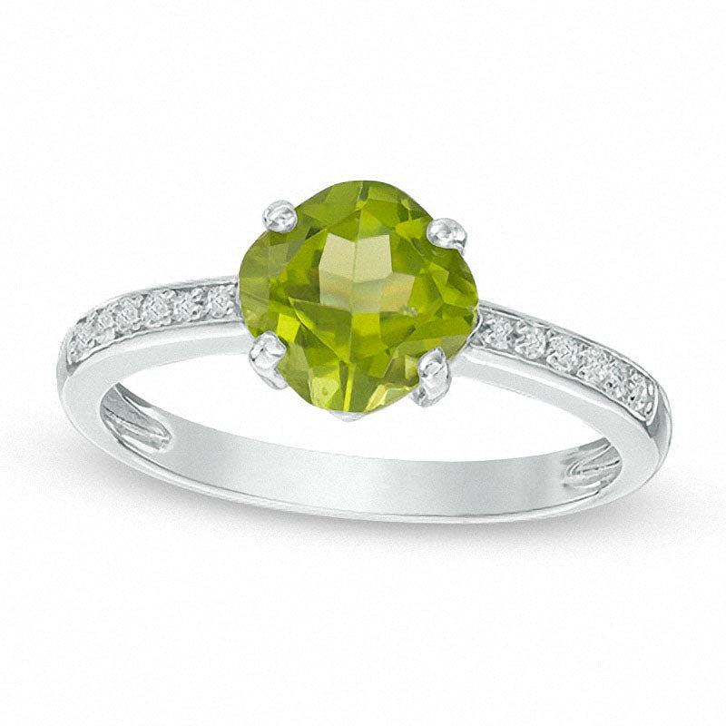 Image of ID 1 70mm Cushion-Cut Peridot and White Topaz Ring in Sterling Silver