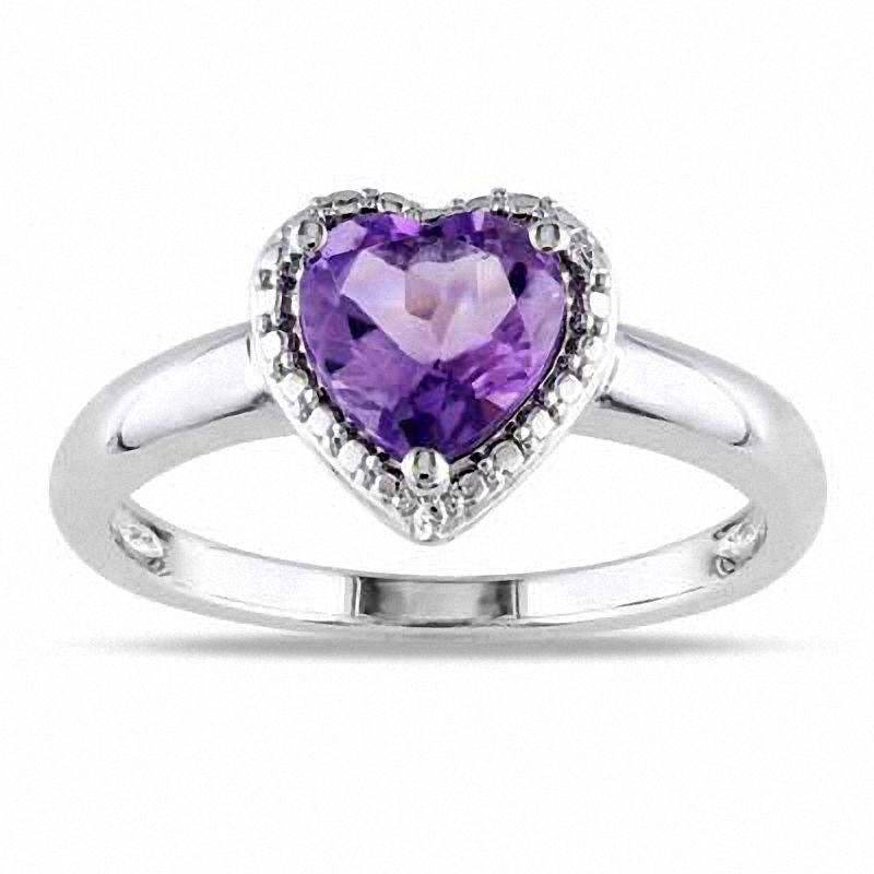Image of ID 1 70mm Heart-Shaped Amethyst Ring in Sterling Silver