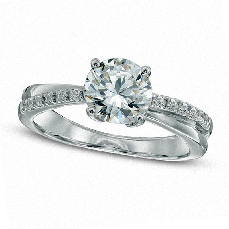 Image of ID 1 70mm Lab-Created White Sapphire Engagement Ring in Sterling Silver