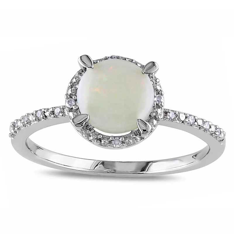Image of ID 1 70mm Opal and 005 CT TW Natural Diamond Ring in Sterling Silver