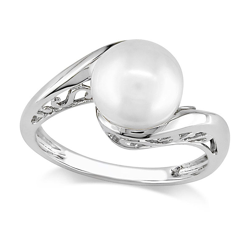 Image of ID 1 80 - 85mm Cultured Freshwater Pearl Bypass Ring in Solid 10K White Gold