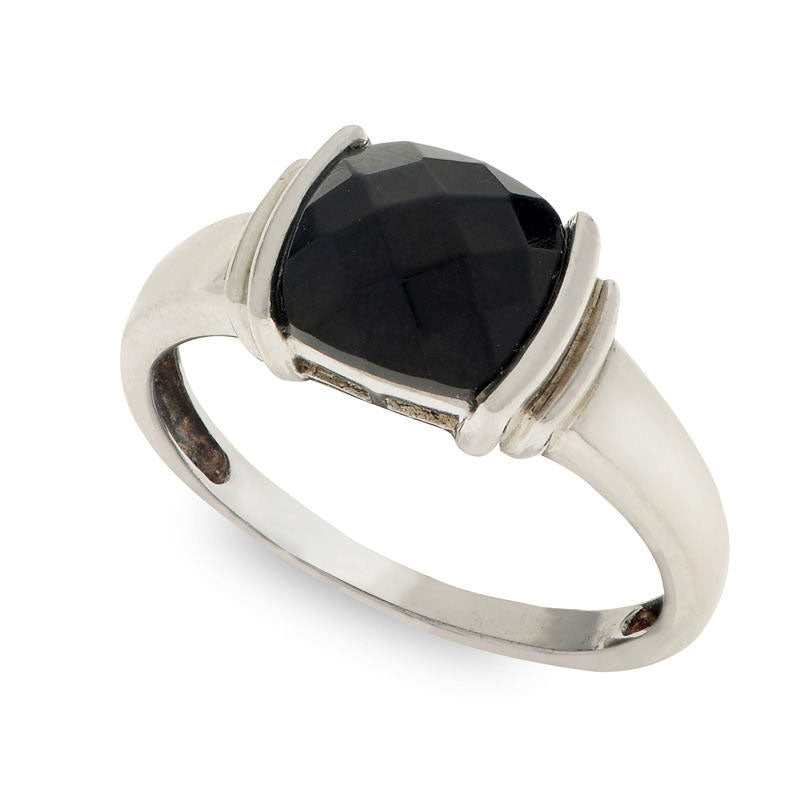 Image of ID 1 80mm Cushion-Cut Onyx Ring in Sterling Silver