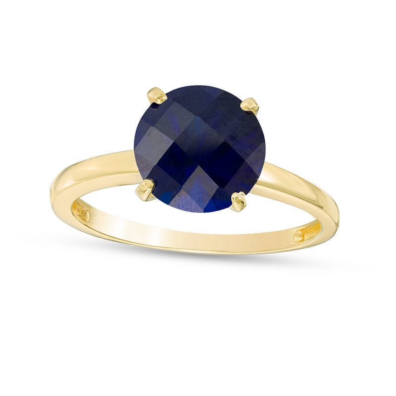 Image of ID 1 80mm Lab-Created Blue Sapphire Solitaire Ring in Solid 10K Yellow Gold