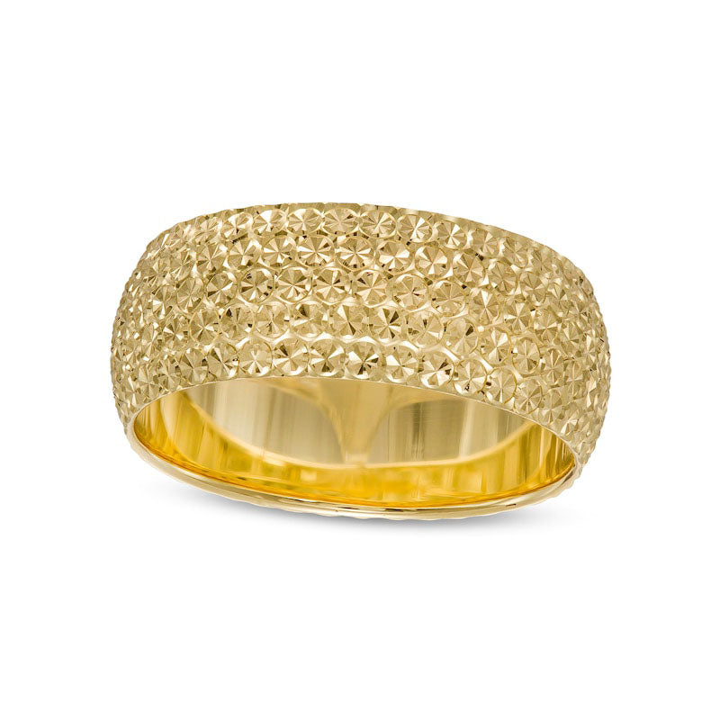 Image of ID 1 80mm Natural Diamond-Cut Multi-Row Dome Band in Solid 10K Yellow Gold - Size 7