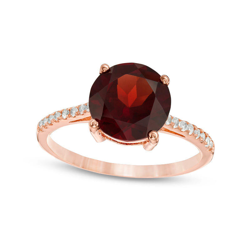Image of ID 1 90mm Garnet and White Topaz Ring in Sterling Silver with Solid 14K Rose Gold Plate